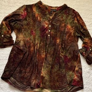 Embroidered Tunic Top in Autumn Multi-Color Mix
